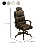 Adjustable White Ergonomic Calfskin Office Chair with Wheels Image - 15