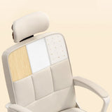 Adjustable White Ergonomic Calfskin Office Chair with Wheels Image - 4