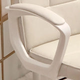 Adjustable White Ergonomic Calfskin Office Chair with Wheels Image - 6