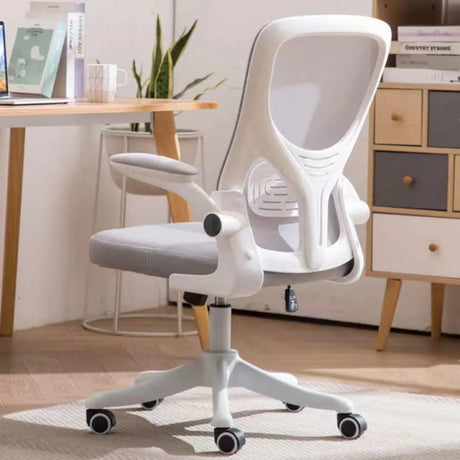 Adjustable White-Gray Ergonomic Swivel Mesh Office Chair Image - 1