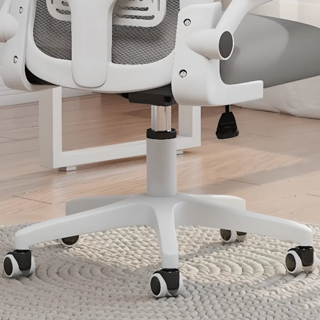 Adjustable White-Gray Ergonomic Swivel Mesh Office Chair Image - 7