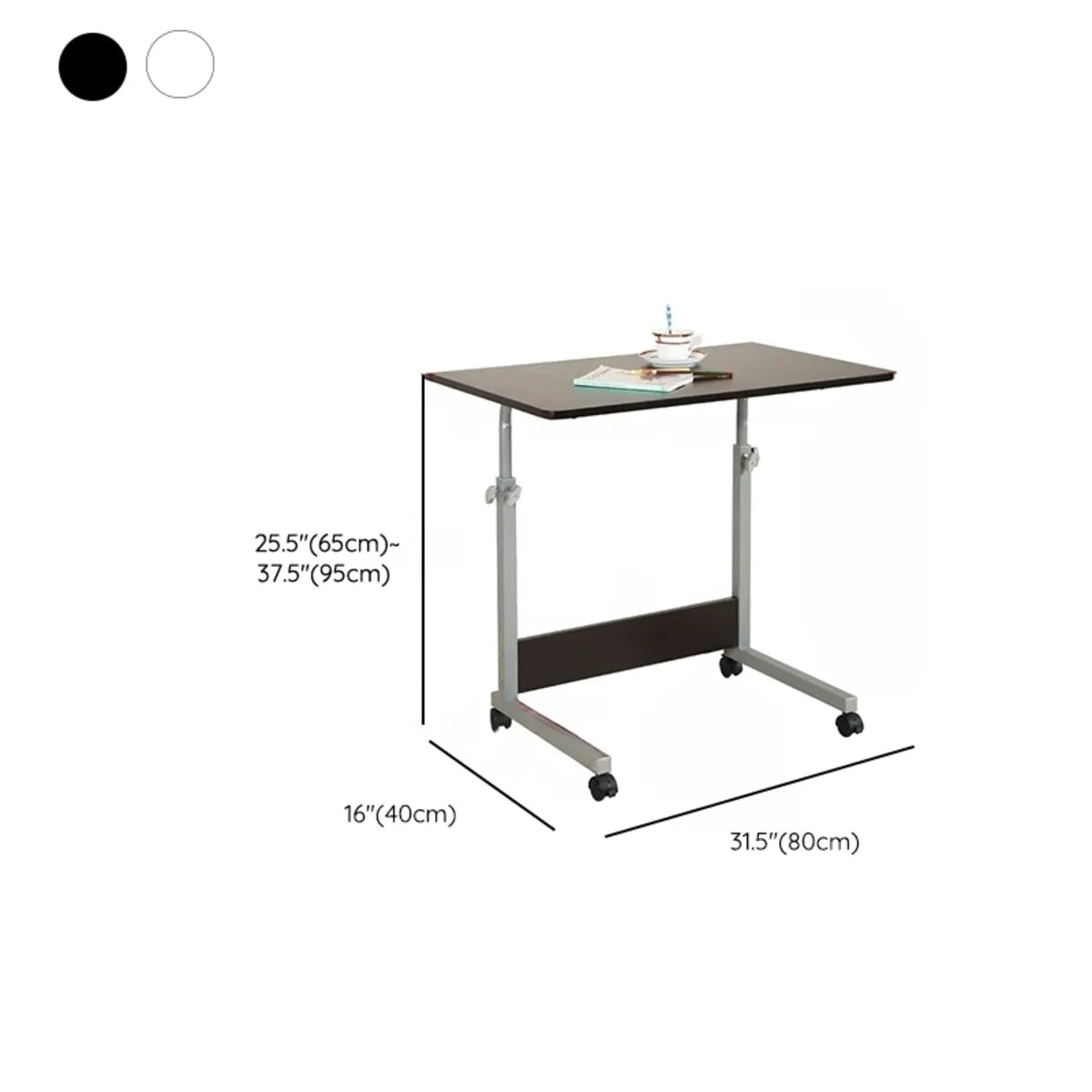 Adjustable White Mobile Rectangular Wood Standing Desk Image - 14