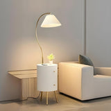 Adjustable White Modern Tripod Floor Lamp with Shelf Image - 5