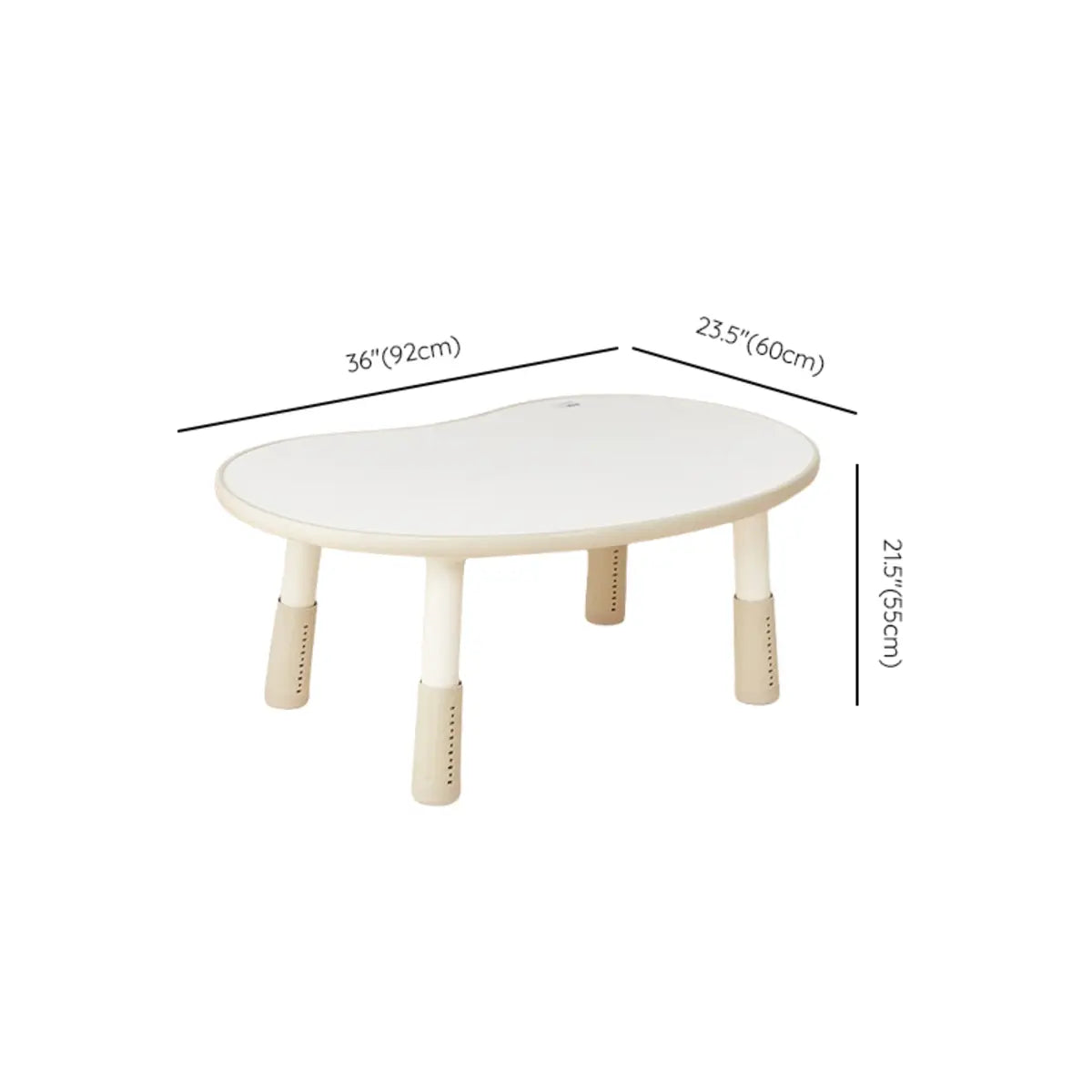 Adjustable White Rounded Corner Toddler Table Chair Set 