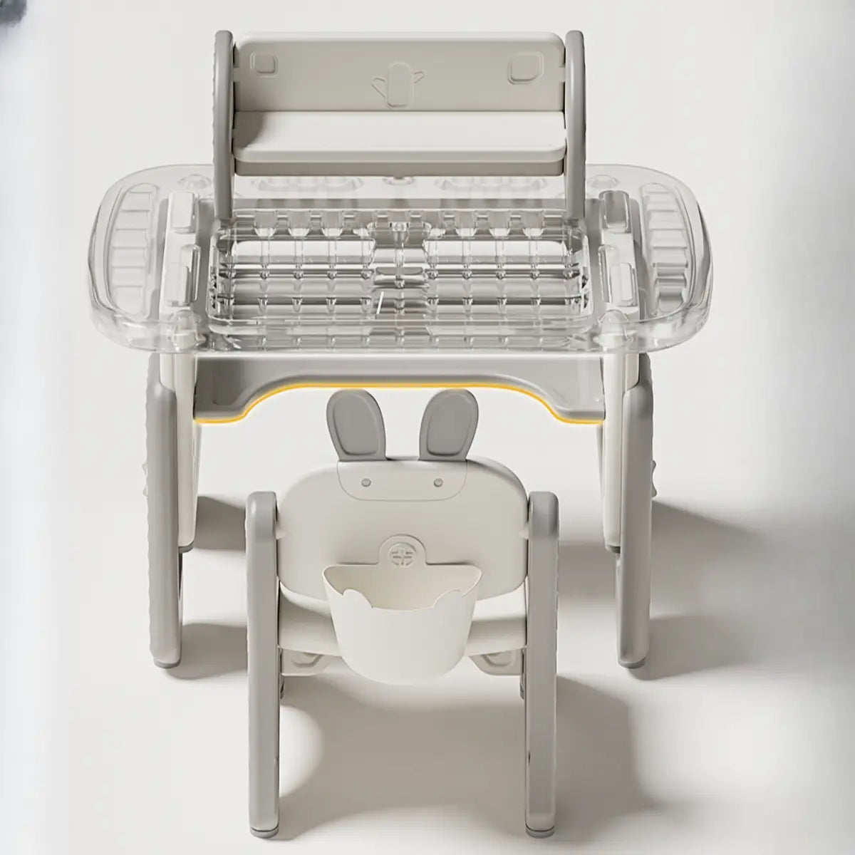 Adjustable White Toddler Desk Cahir Set with Storage Image - 6