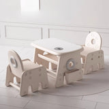 Adjustable White Toddler Table Chair Set with Storage Image - 11