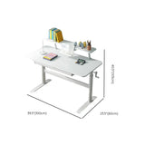 Adjustable White Wood Kids Desk with Exterior Shelf #size