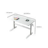 Adjustable White Wood Kids Desk with Exterior Shelf Image - 15