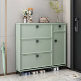 Adjustable Wood Green Large Drop Front Shoe Storage Cabinet Image - 1