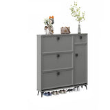 Adjustable Wood Green Large Drop Front Shoe Storage Cabinet Image - 3