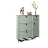 Adjustable Wood Green Large Drop Front Shoe Storage Cabinet Image - 5