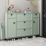 Adjustable Wood Green Large Drop Front Shoe Storage Cabinet Image - 6