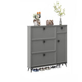 Adjustable Wood Green Large Drop Front Shoe Storage Cabinet Image - 7