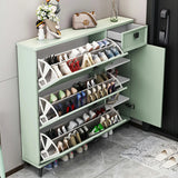 Adjustable Wood Green Large Drop Front Shoe Storage Cabinet Image - 8