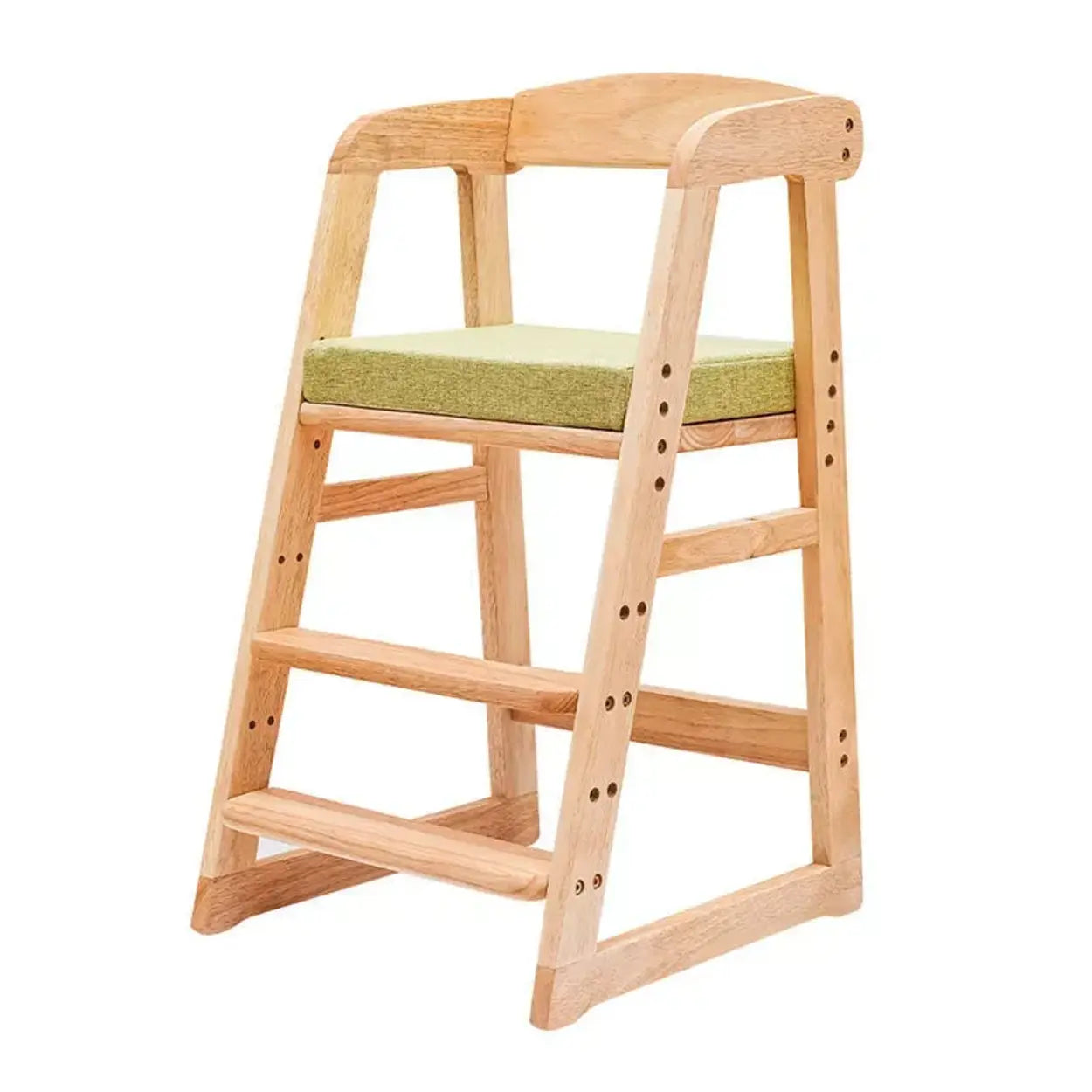 Adjustable Wood Grow Kids Dining Bar Study Stool Image - 4