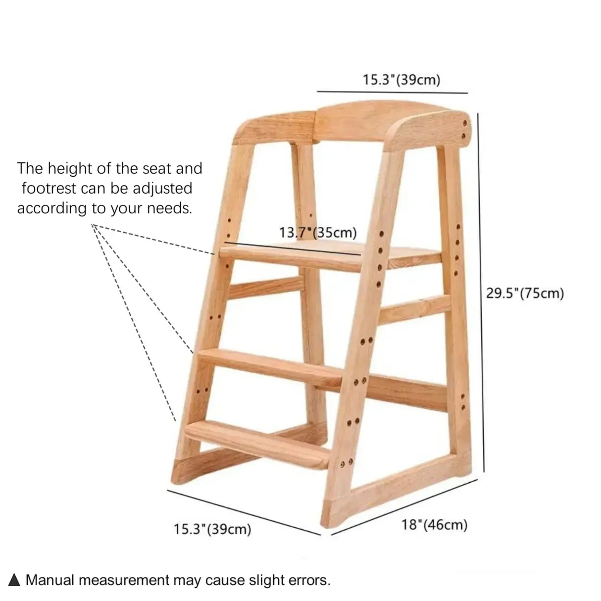 Adjustable Wood Grow Kids Dining Bar Study Stool 