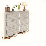 Adjustable Wood Hallway White Drop Front Shoe Storage Image - 27