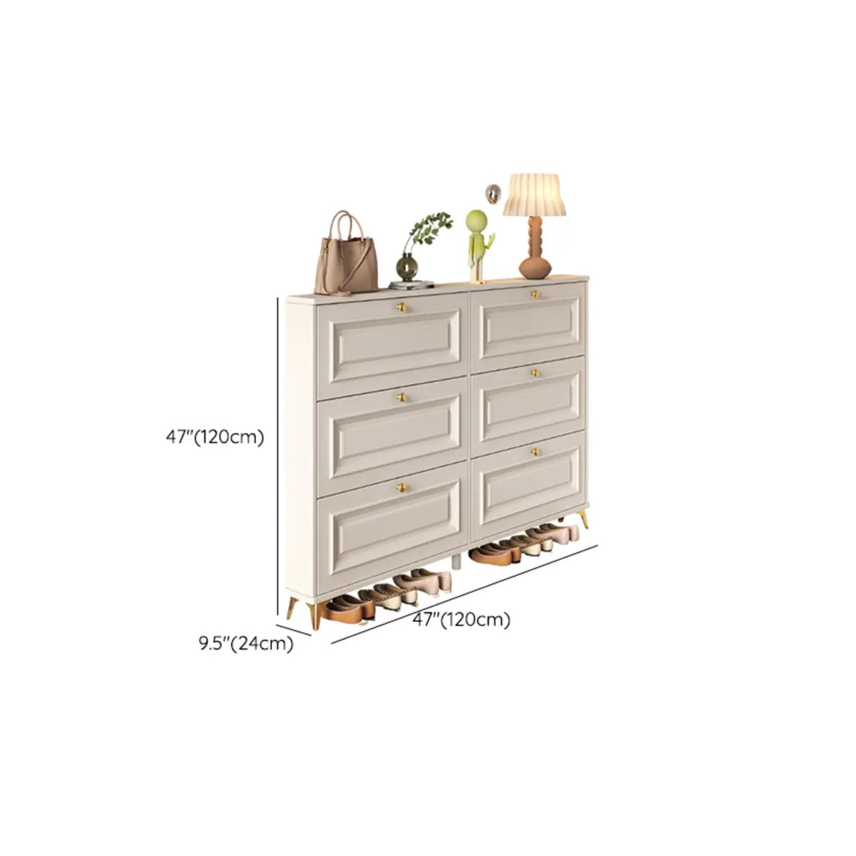 Adjustable Wood Hallway White Drop Front Shoe Storage Image - 46