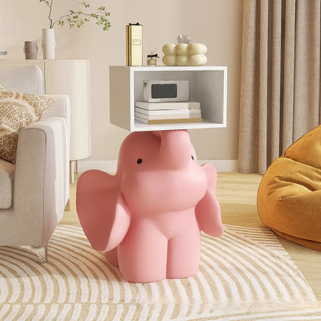 Adorable Elephant Resin Open Storage Kids Nightstand Image - 1