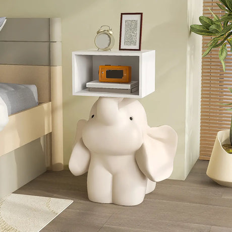 Adorable Elephant Resin Open Storage Kids Nightstand Image - 2