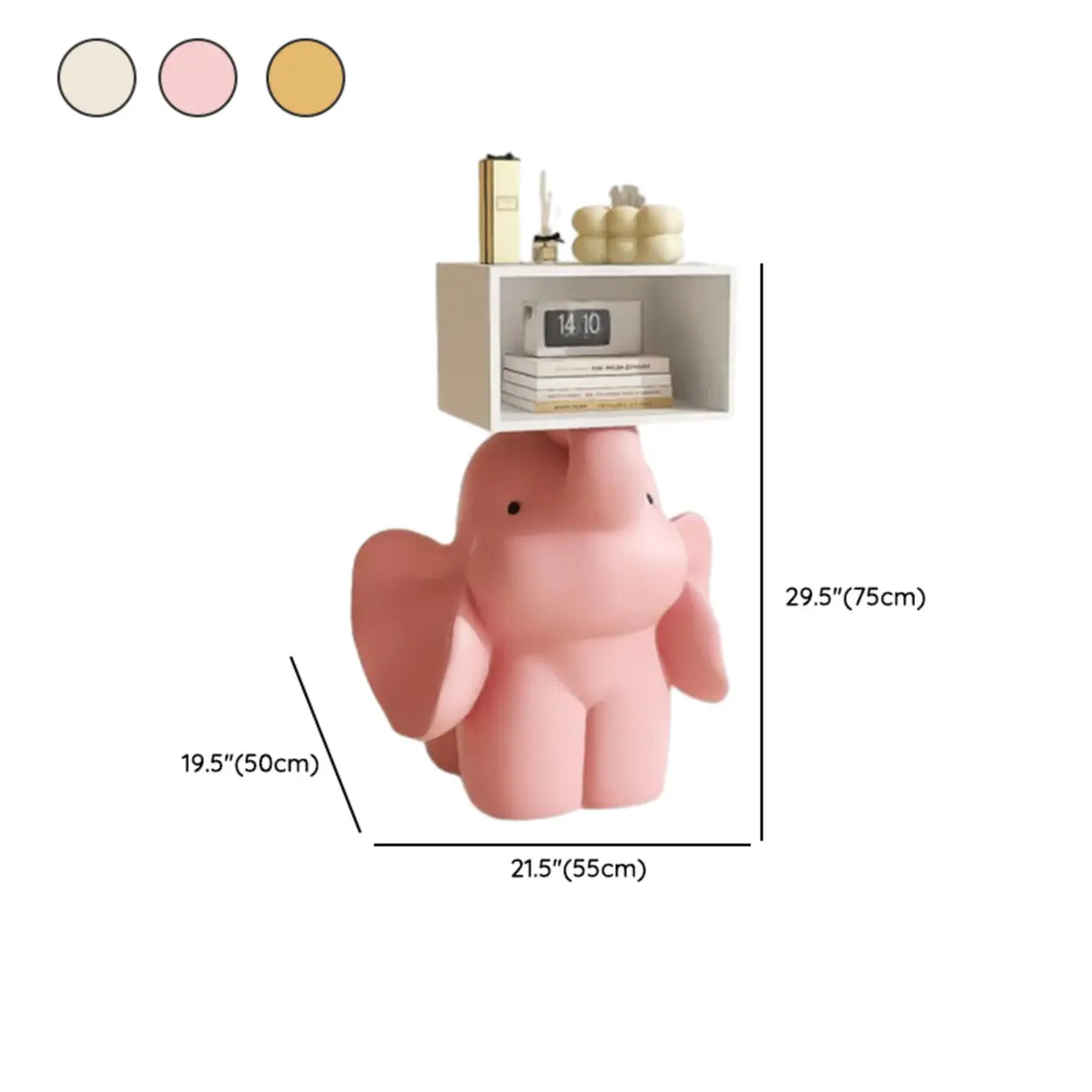 Adorable Elephant Resin Open Storage Kids Nightstand 
