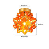 Aisle Colonial Green Floral Glass Semi-Flush Mount Lamp #size