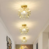 Aisle Colonial Green Floral Glass Semi-Flush Mount Lamp Image - 8