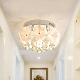 Aisle Mini Flower Crystal Drops Chrome Flush Mount Lamp Image - 1