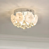 Aisle Mini Flower Crystal Drops Chrome Flush Mount Lamp Image - 2