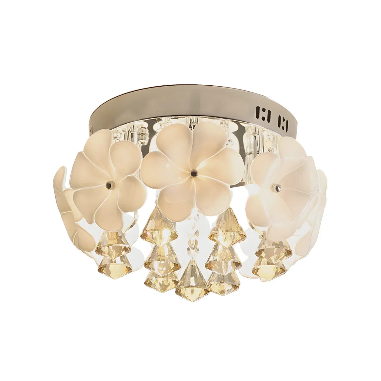 Aisle Mini Flower Crystal Drops Chrome Flush Mount Lamp Image - 3