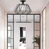 Aisle Mini Geometric Metal Cage Semi-Flush Mount Light Image - 3
