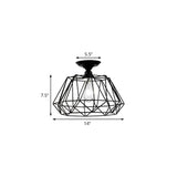 Aisle Mini Geometric Metal Cage Semi-Flush Mount Light Image - 4
