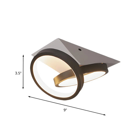 Aisle Modern Black Double Ring LED Flush Mount Light #size