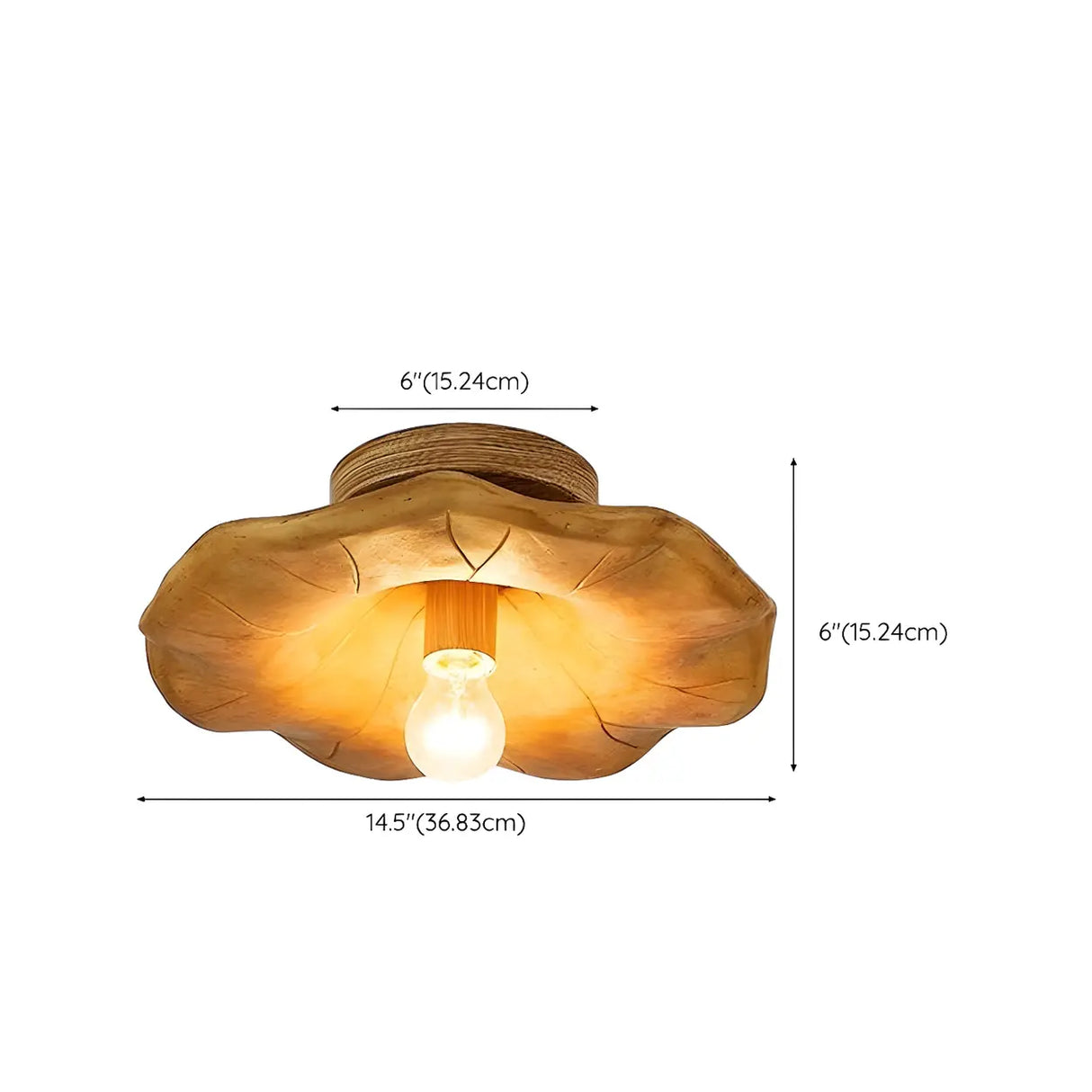 Aisle Natural Flower Wood Resin Semi-Flush Mount Light 