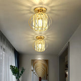 Aisle Vintage Black Cage Crystal Semi-Flush Mount Light Image - 16