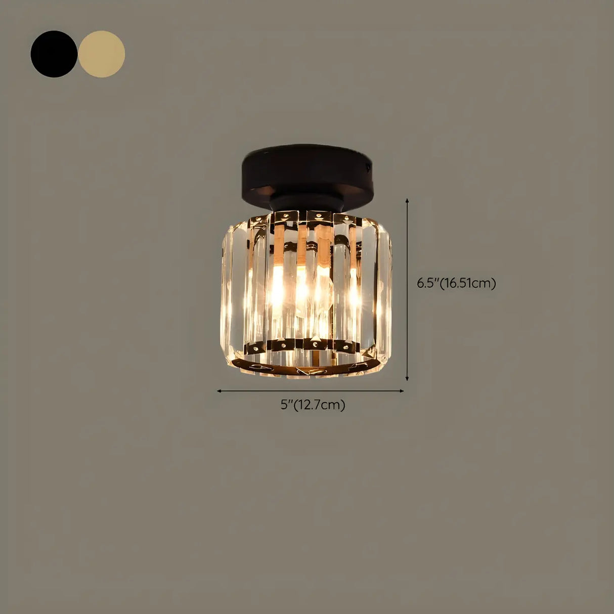 Aisle Vintage Black Cage Crystal Semi-Flush Mount Light 