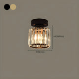 Aisle Vintage Black Cage Crystal Semi-Flush Mount Light #size