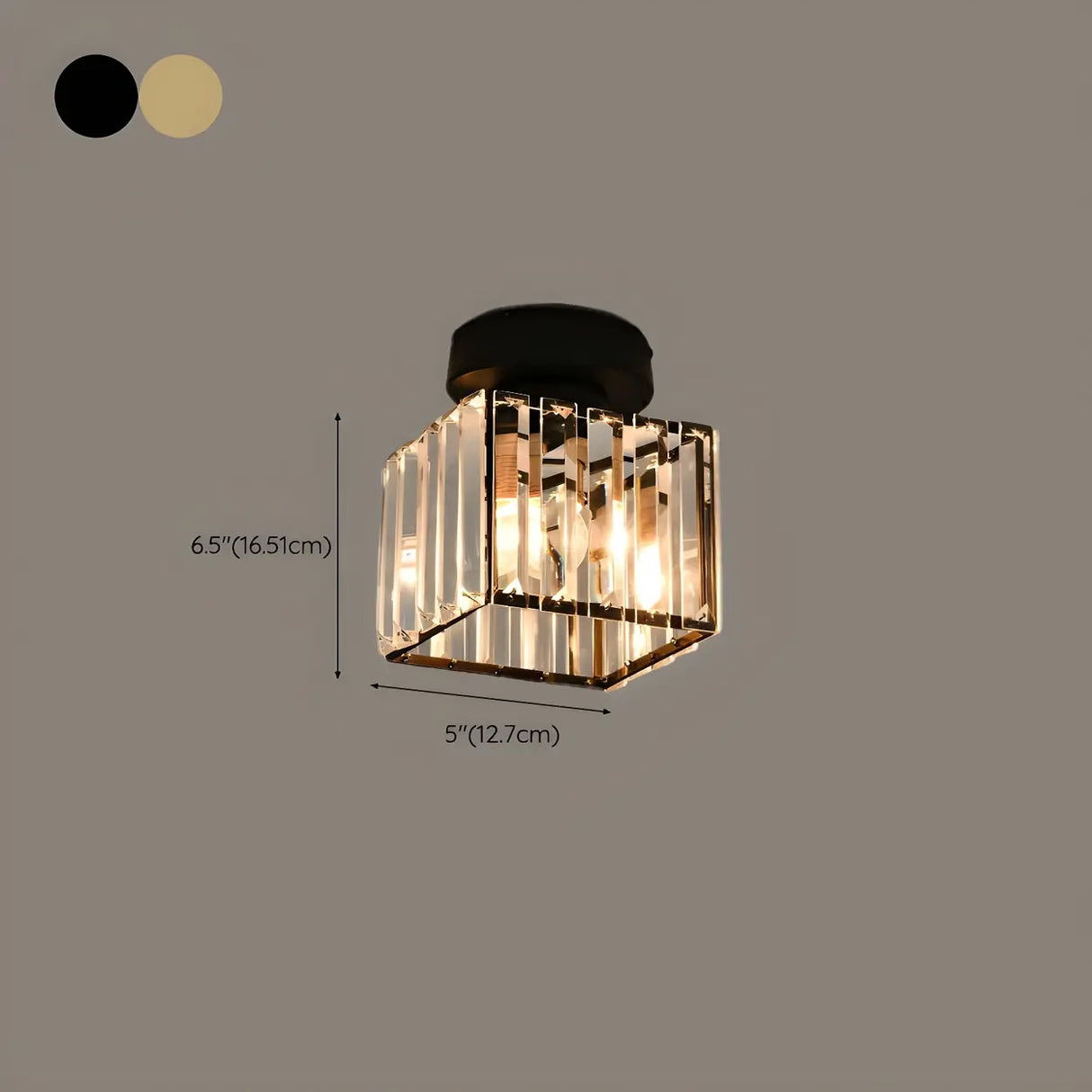 Aisle Vintage Black Cage Crystal Semi-Flush Mount Light Image - 19