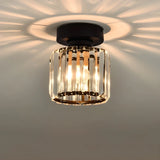 Aisle Vintage Black Cage Crystal Semi-Flush Mount Light Image - 5