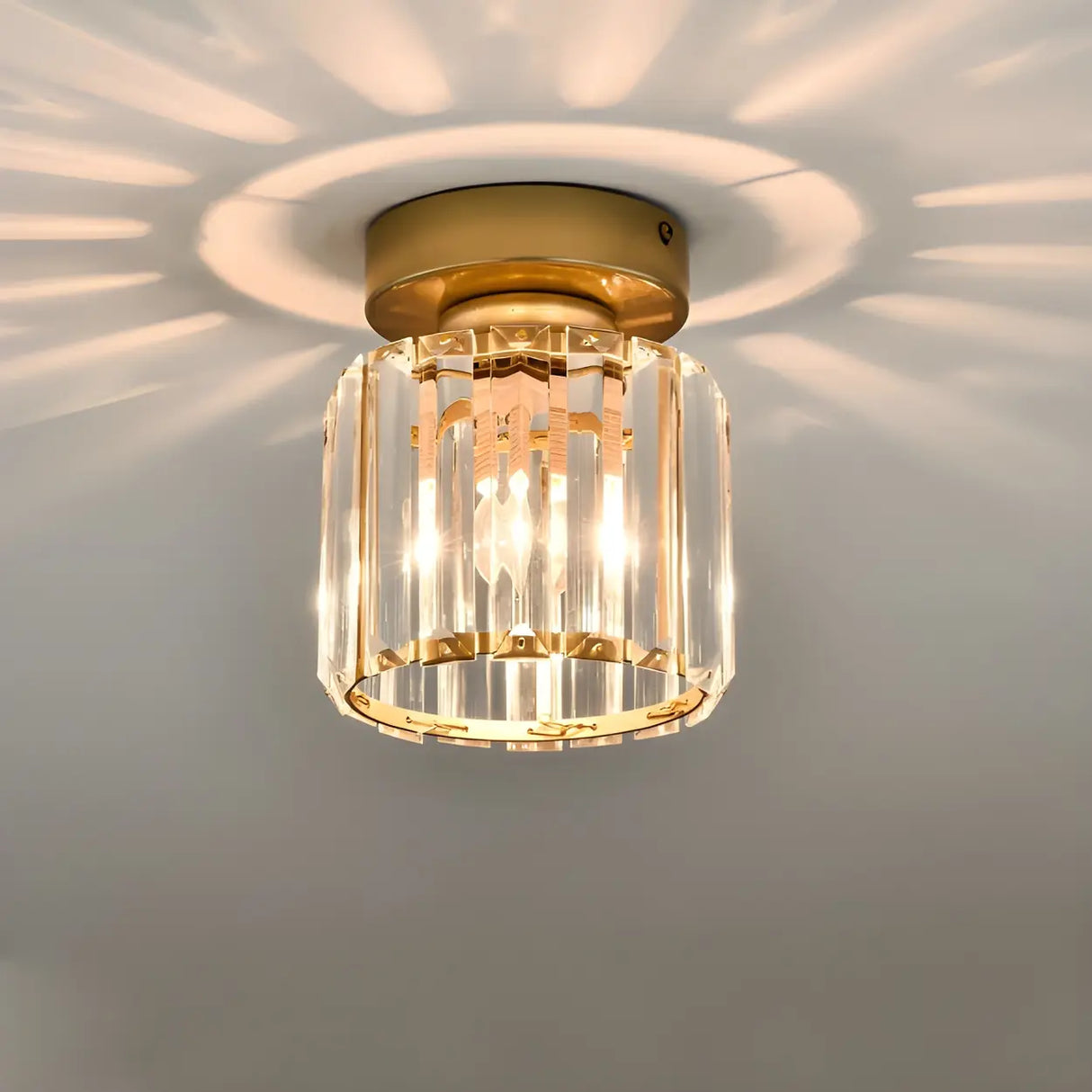 Aisle Vintage Black Cage Crystal Semi-Flush Mount Light Image - 9