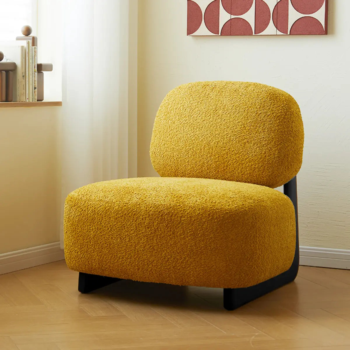 Alpaca Wool Biscuit Back Cherry Wood Sled Side Chair Image - 11