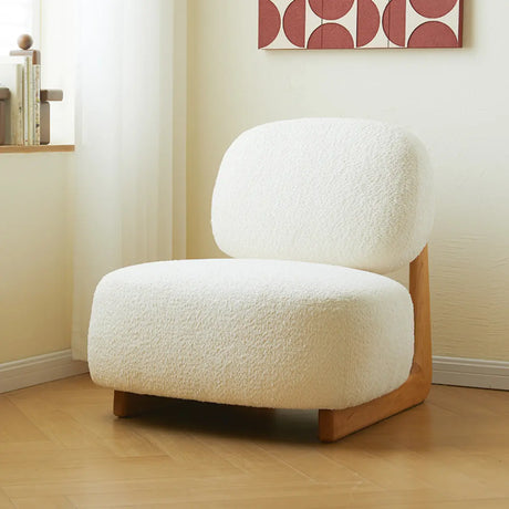 Alpaca Wool Biscuit Back Cherry Wood Sled Side Chair Image - 2