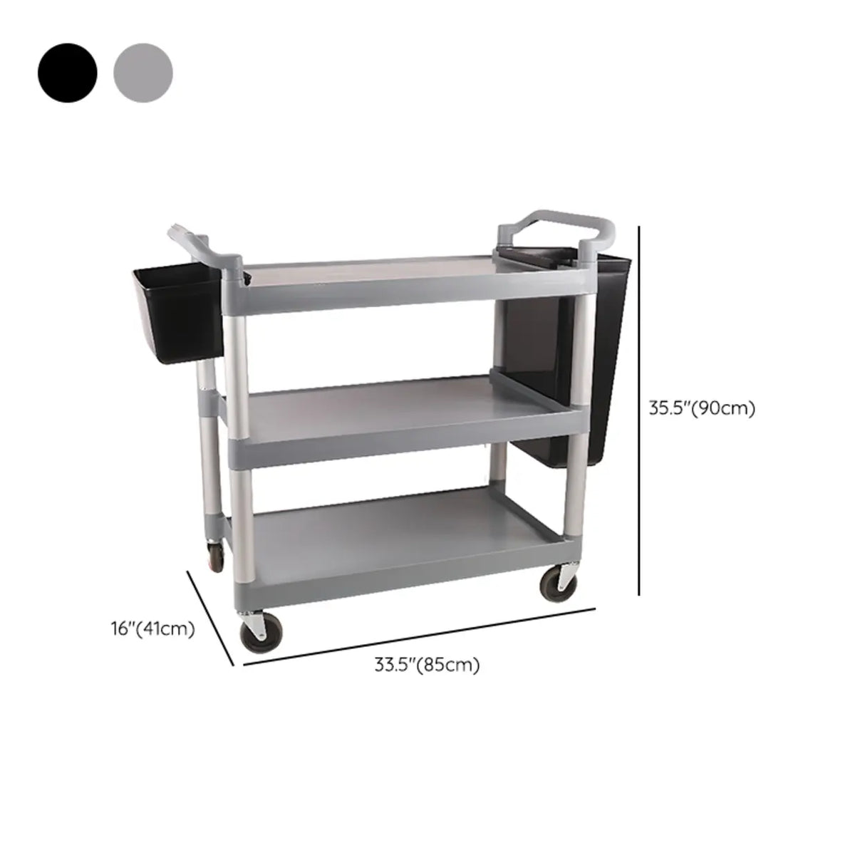 Aluminum Casters Utility Cart with Shelves and Bin 