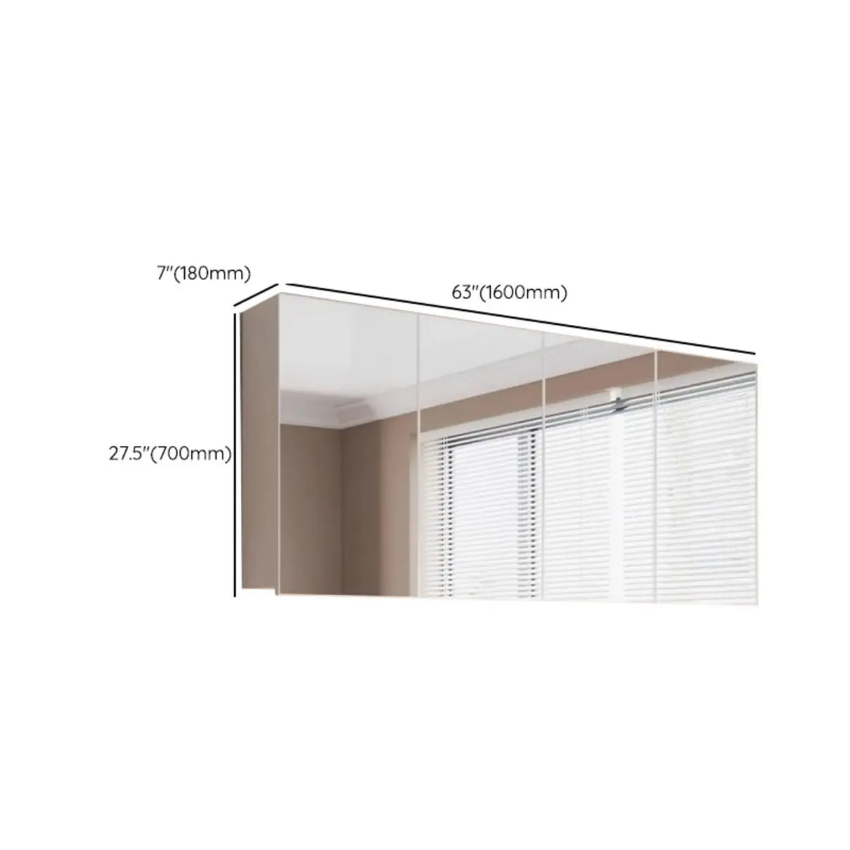 Aluminum Rectangle Frameless Mirrored Medicine Cabinet 
