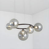 Amber Clear Glass Circle Dining Room Bubble Chandelier Image - 2