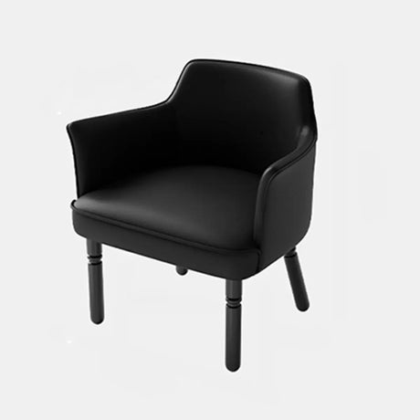 Amber Leather Square Arm Fixed Back Black leg Arm Chair Image - 2