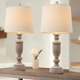 American Country Simple Solid Wood Bedroom Table Lamp Image - 5