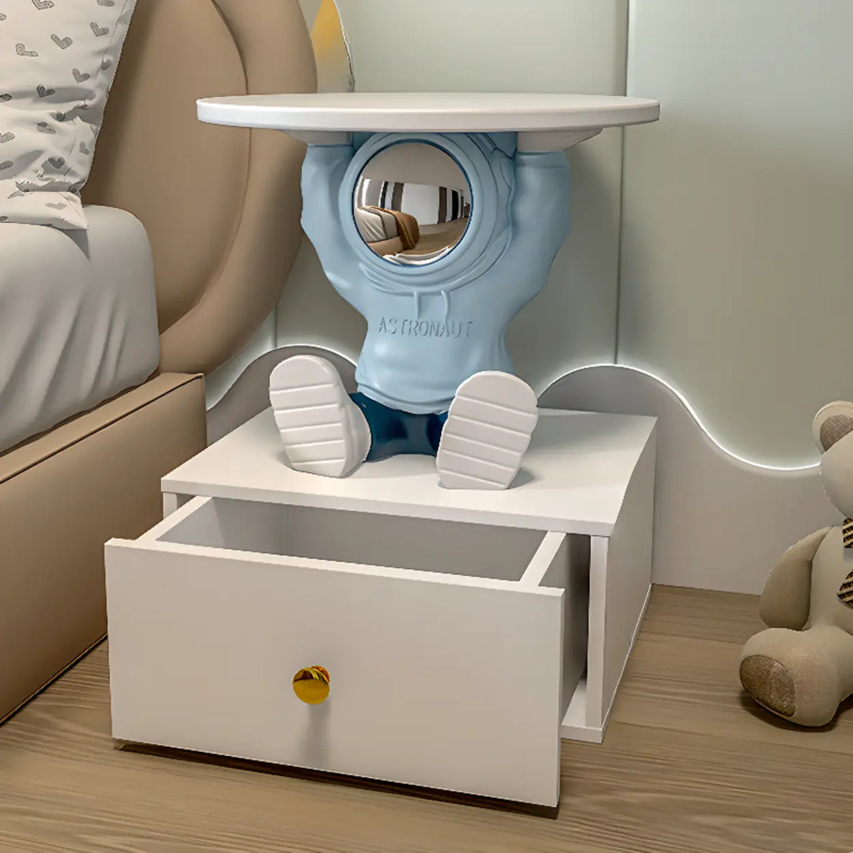 Animal Shape Tip Resistant Wood Storage Kids Nightstand Image - 5