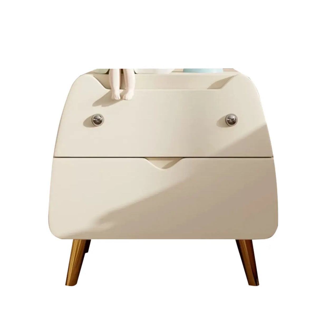 Animal Theme Leather Wood Kids Nightstand with 2-Drawer Image - 11