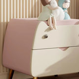 Animal Theme Leather Wood Kids Nightstand with 2-Drawer Image - 12